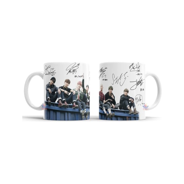 Taza Cerámica Bts Bangtan Boys Firmas Foto Jung Kook Jhope - Imagen 3