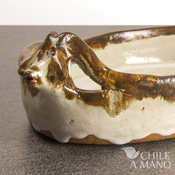 Fuente ovalada en cerámica gres, con figura de cabra color blanco - Imagen 4