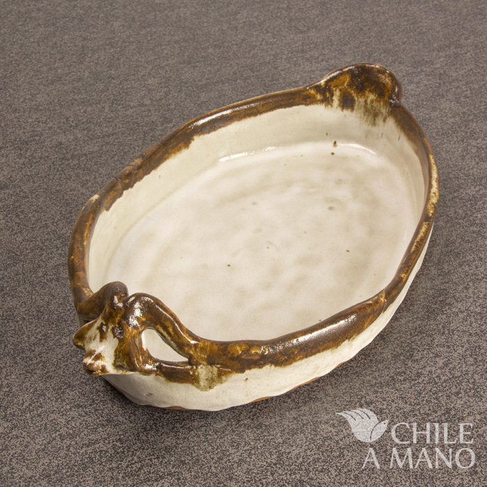 Fuente ovalada en cerámica gres, con figura de cabra color blanco - Imagen 5
