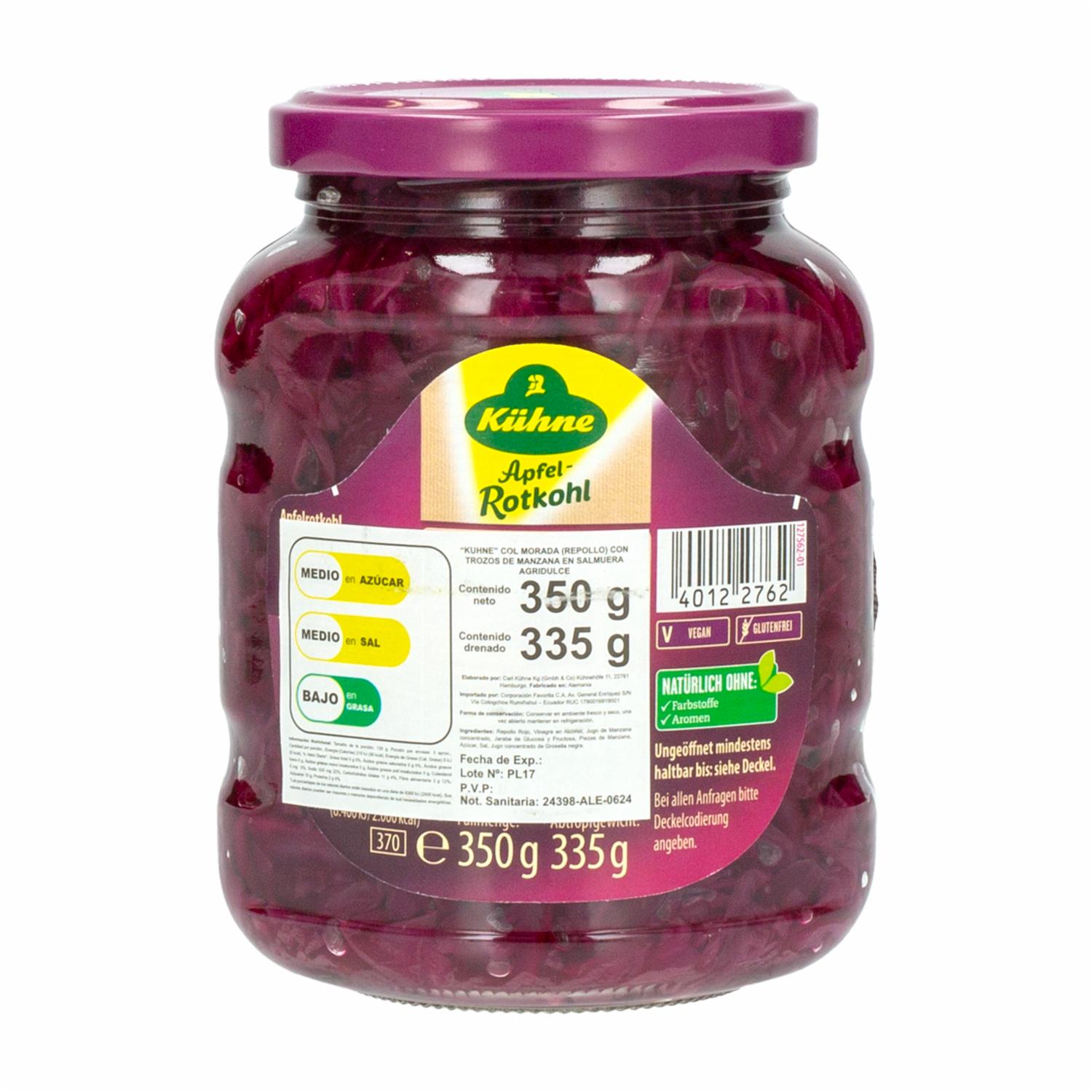 Col Morada Con Trozos De Manzana KÜHNE 350 G - Imagen 3