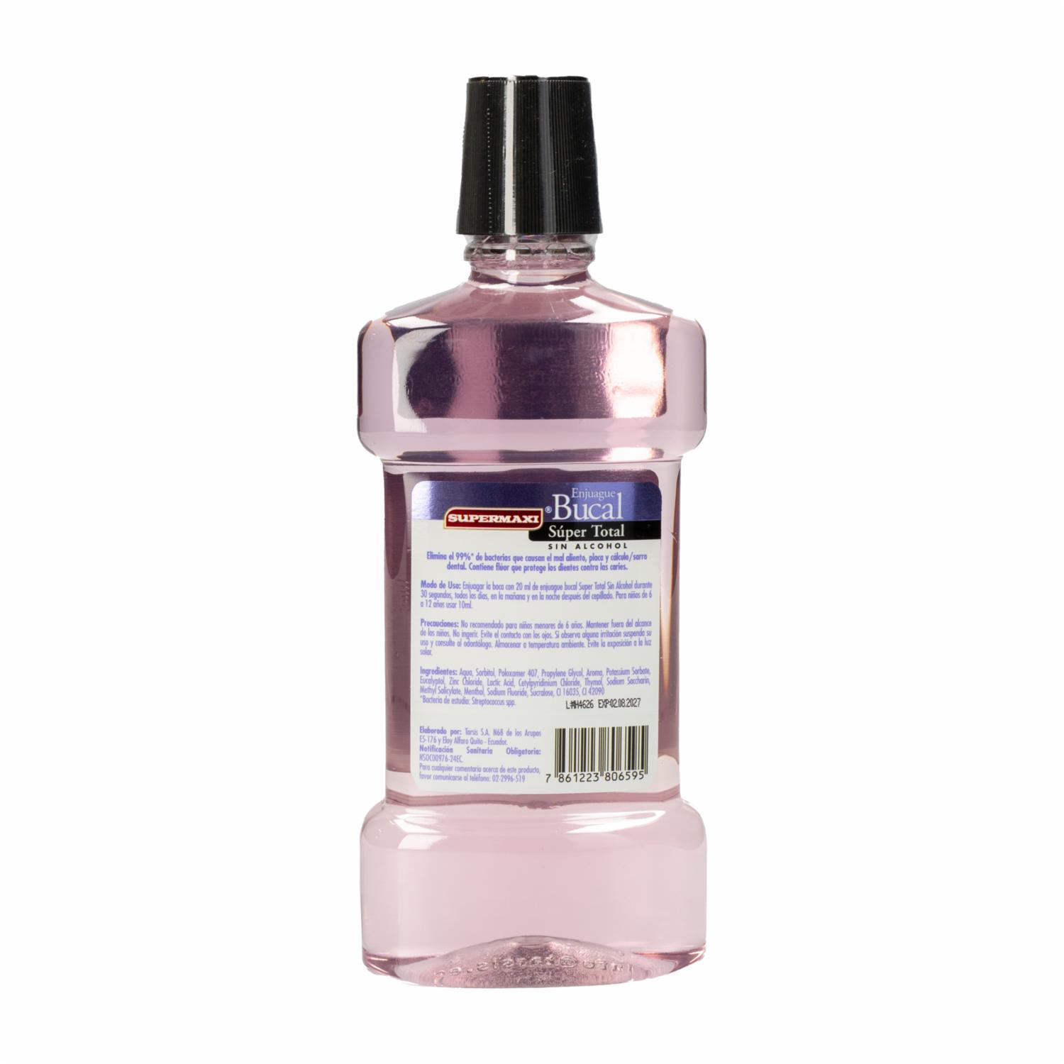 Enjuague Bucal Super Total Sin Alcohol SUPERMAXI 500 ML - Imagen 3